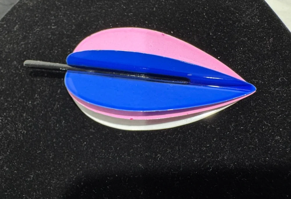 Vtg Corocraft Metal Enamel Flower Brooch Tulip Petal Blue Pink Layered 3.75